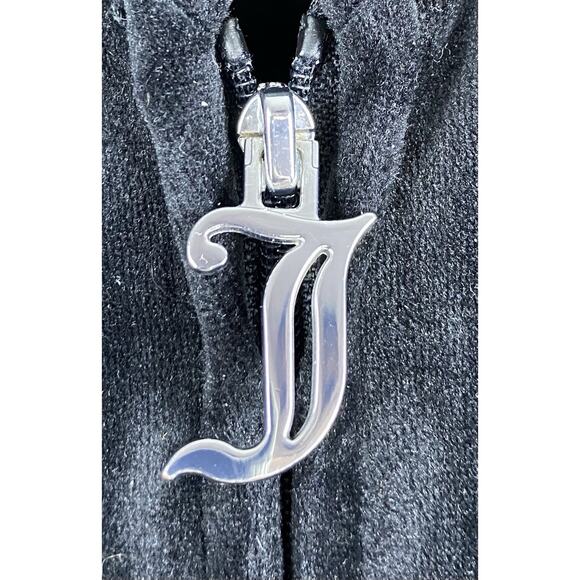 2 Pc Juicy Couture Sz S Black Velour Y2K Full Zip SS Top Pull On Twirl Skirt Seq - Picture 4 of 13